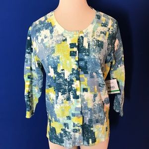 Multi-color geometric print cardigan NWT